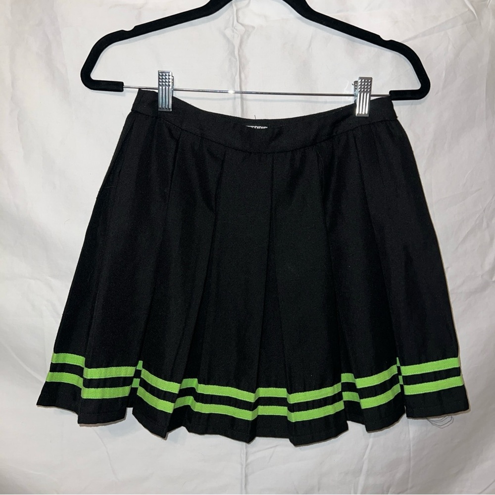 Hot Topic Black Mini Skirt with Neon Green Accents